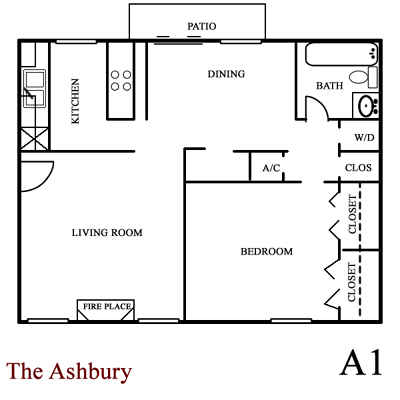 Ashbury One Bedroom / One Bath - 770 Sq. Ft.*